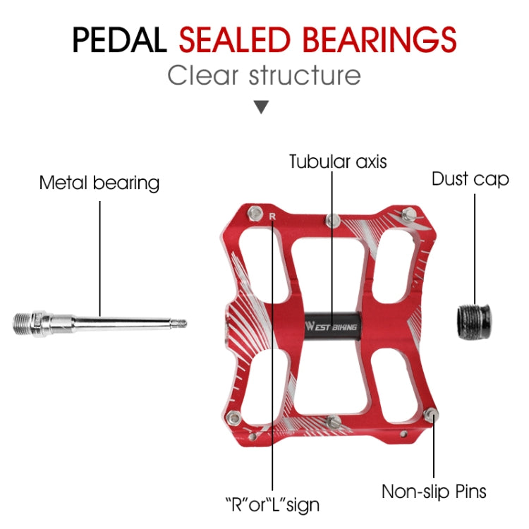 WEST BIKING YP0802080 Bicycle Aluminum Alloy Pedal Riding Foot Pedal Bicycle Accessories(Black) - free shipping - PMc TechLife - Order now!
