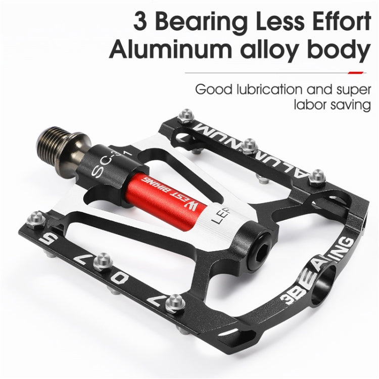 1pair WEST BIKING YP0802083 Mountain Bike Aluminum Alloy Pedal Lightweight Bearing Foot Pedal(Red) - free shipping - PMc TechLife - Order now!