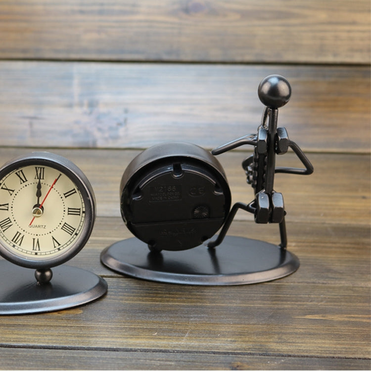 Iron Stainless Steel Small Table Clock Retro Personality Clock Birthday Gift(C63 Flute Clock) - Novelty Clock by PMc TechLife | Online Shopping South Africa | PMc TechLife | Buy Now Pay Later Mobicred