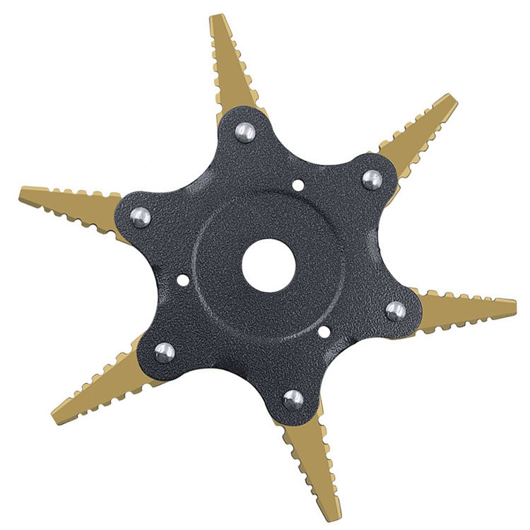 Toothed Mower Blade Six-Leaf Cyclone Blade Agricultural Weeder Parts(Golden Blade Bagged Gray) - Lawn Mower, Saws & Accessories by PMC TechLife | Online Shopping South Africa | PMC TechLife | Buy Now Pay Later Mobicred