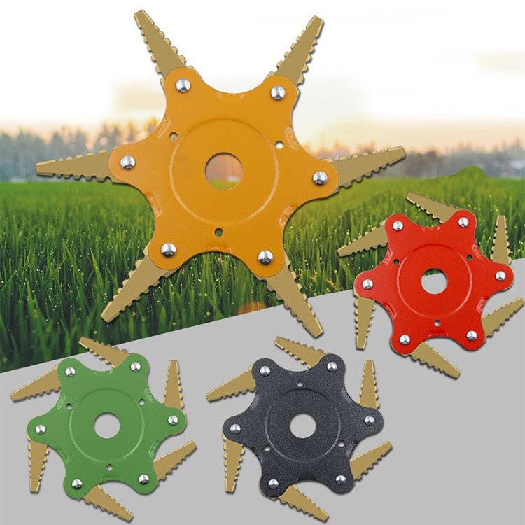 Toothed Mower Blade Six-Leaf Cyclone Blade Agricultural Weeder Parts(Golden Blade Bagged Green) - Lawn Mower, Saws & Accessories by PMC TechLife | Online Shopping South Africa | PMC TechLife | Buy Now Pay Later Mobicred