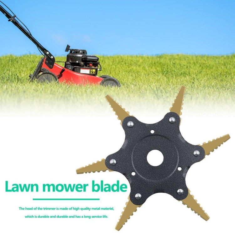 Toothed Mower Blade Six-Leaf Cyclone Blade Agricultural Weeder Parts(Golden Blade Bagged Green) - Lawn Mower, Saws & Accessories by PMC TechLife | Online Shopping South Africa | PMC TechLife | Buy Now Pay Later Mobicred
