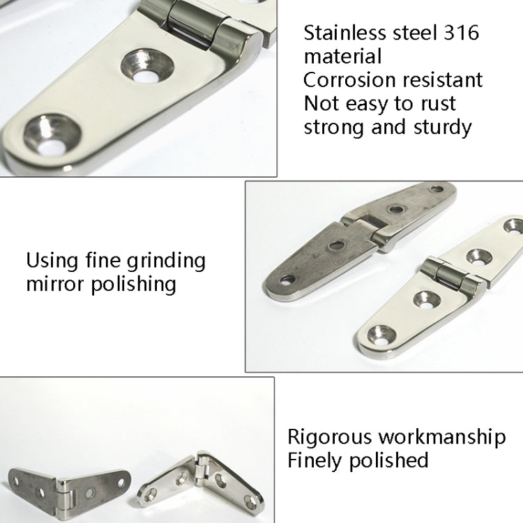 Four-Hole Stainless Steel Hinge 316 Flat Open Bearing Hinge, Specification: 103 x 27mm - Marine Accessories & Parts by PMC TechLife | Online Shopping South Africa | PMC TechLife | Buy Now Pay Later Mobicred