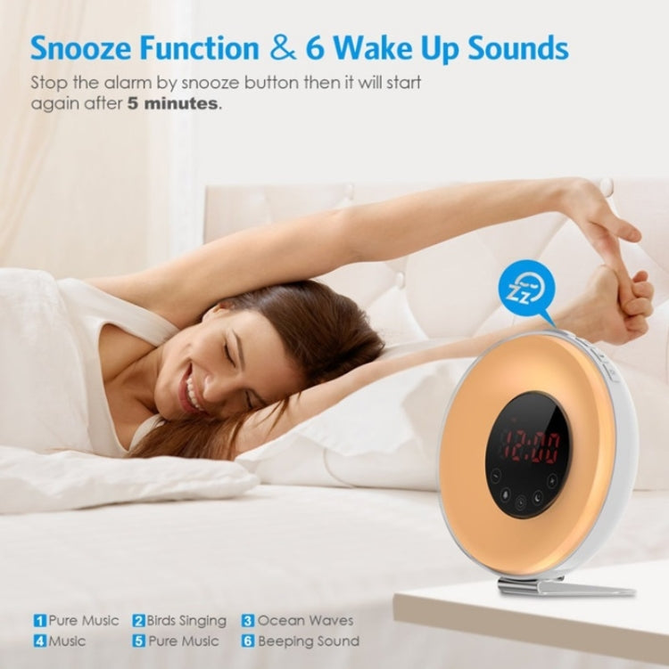 Simulated Sunrise And Sunset Sleep Light Alarm Clock with FM Radio(UK Plug) - Alarm Clocks by PMc TechLife | Online Shopping South Africa | PMc TechLife | Buy Now Pay Later Mobicred