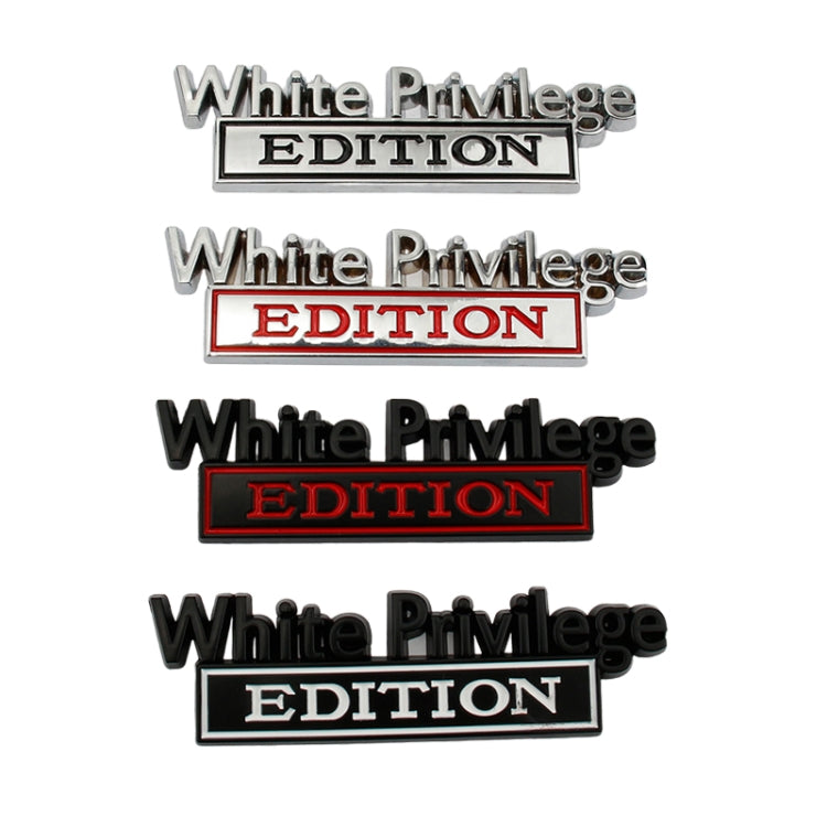 2 PCS Car Metal Leaf Board Car Logo White Privilege Edition Modified Car Body Sticker Sign(Black White) - Decorative Sticker by PMC TechLife | Online Shopping South Africa | PMC TechLife | Buy Now Pay Later Mobicred