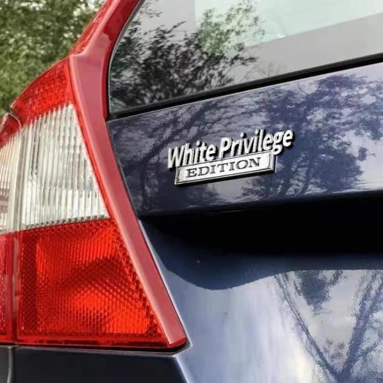 2 PCS Car Metal Leaf Board Car Logo White Privilege Edition Modified Car Body Sticker Sign(Black White) - Decorative Sticker by PMC TechLife | Online Shopping South Africa | PMC TechLife | Buy Now Pay Later Mobicred