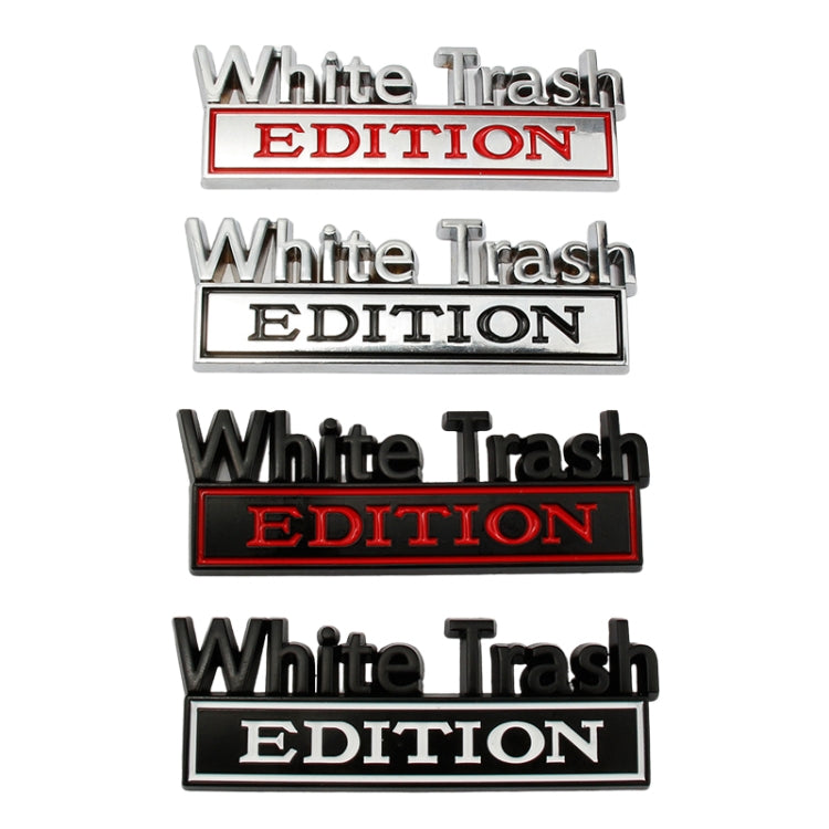 2 PCS Car Metal Modification Standard White Trash Edition Car Label Stickers(Black White) - free shipping - PMC TechLife - Order now!