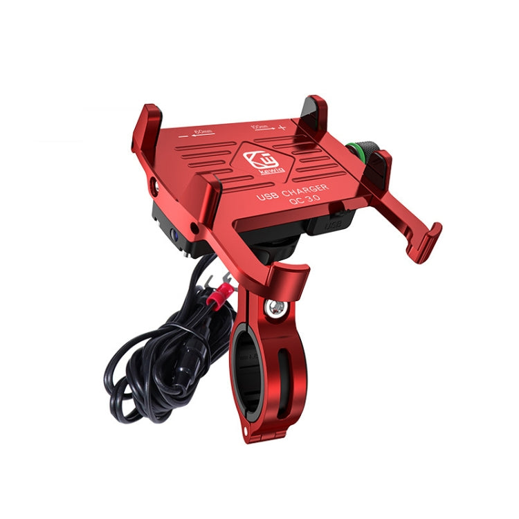 Kewig M6-S 12V Motorcycle Waterproof Aluminum Alloy Mobile Phone Bracket With QC3.0 Fast Charging(Red) - free shipping - PMC TechLife - Order now!