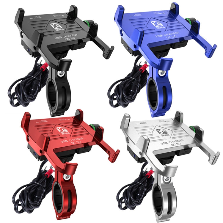 Kewig M6-S 12V Motorcycle Waterproof Aluminum Alloy Mobile Phone Bracket With QC3.0 Fast Charging(Red) - free shipping - PMC TechLife - Order now!