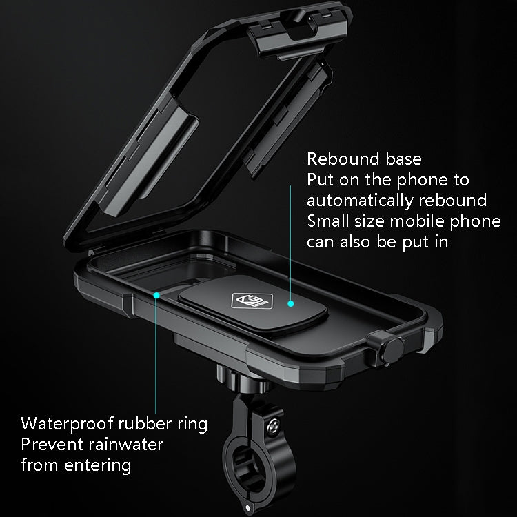 Kewig Bicycle Motorcycle Waterproof Box Mobile Phone Bracket Riding Touch Mobile Phone Fixed Seat(M18S-B1 Small Handlebar Installation) - free shipping - PMC TechLife - Order now!