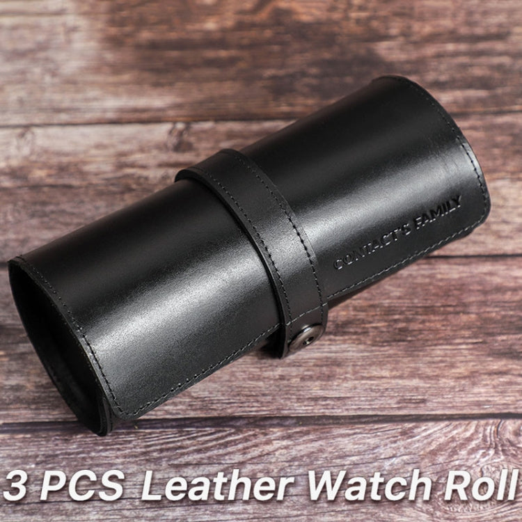 Contacts Family CF1117A 3 Watch Positions Leather Watch Box Round Buckle Outdoor Travel Watch Storage Box(Black) - free shipping - PMC TechLife - Order now!