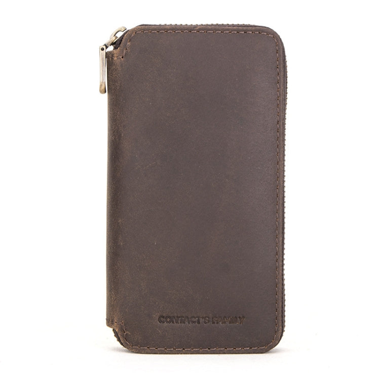 Contacts Family  CF1114 Leather Watch Box Retro Crazy Horse Leather Zipper Couple Watch Bag(Coffee) - free shipping - PMC TechLife - Order now!