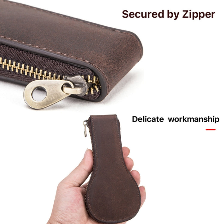 Contacts Family CF1112 Single Watch Position Retro Crazy Horse Leather Watch Storage Box Watch Zipper Case(Coffee) - free shipping - PMC TechLife - Order now!