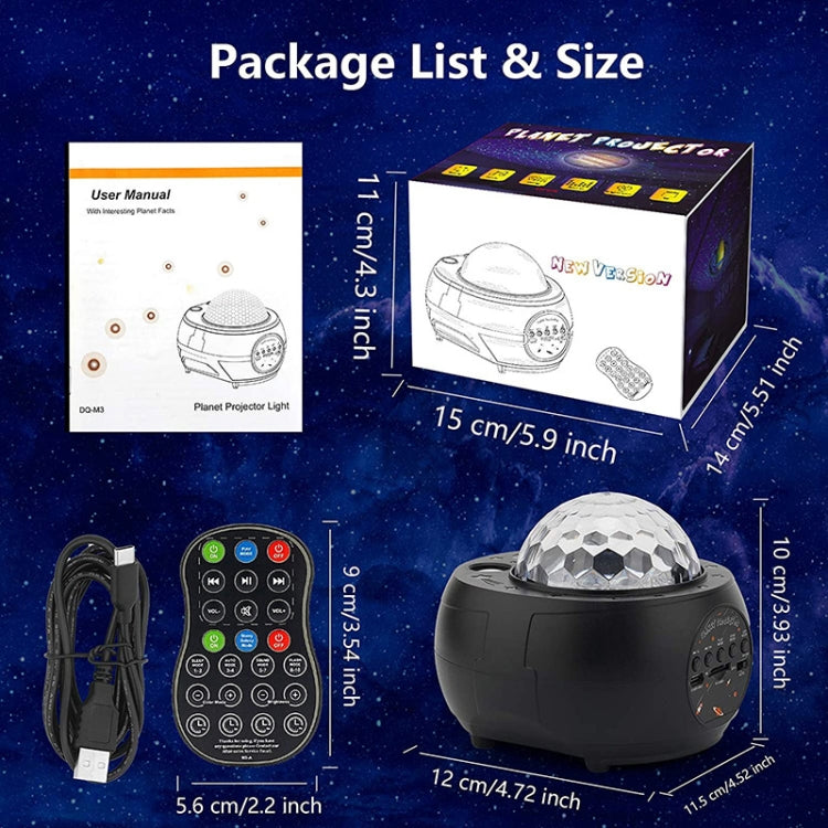 DQ-M3 LED Rotating Starry Sky Light Bluetooth Music Planets Ocean Projector Support TF Card,Style: USB Powered(Black) - Novelty Lighting by PMC TechLife | Online Shopping South Africa | PMC TechLife | Buy Now Pay Later Mobicred