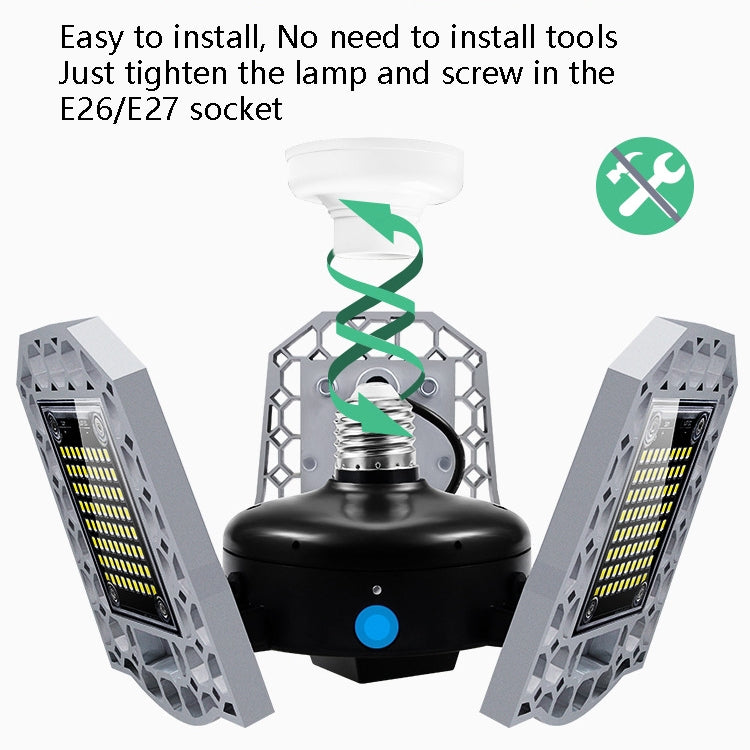 100W LED Industrial Mining Light Waterproof Light Sensor Folding Tri-Leaf Garage Lamp(White Light) - Special Engineering Lighting by PMc TechLife | Online Shopping South Africa | PMc TechLife | Buy Now Pay Later Mobicred