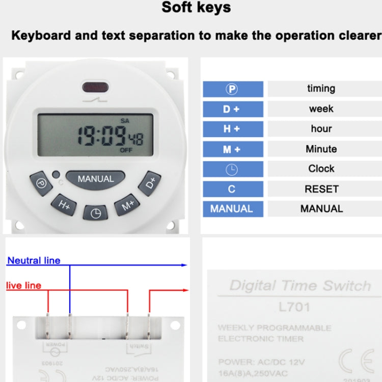 220V  L701 Small Timing Microcomputer Time Control Switching Power Supply Timing Switch - Smart Switch by PMC TechLife | Online Shopping South Africa | PMC TechLife | Buy Now Pay Later Mobicred