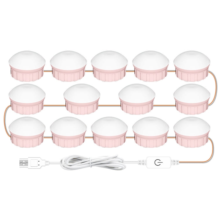 14 LEDs Cosmetic Room Bathroom Mirror Front Light USB Three-Color Dimming Light - Night Lights by PMc TechLife | Online Shopping South Africa | PMc TechLife | Buy Now Pay Later Mobicred