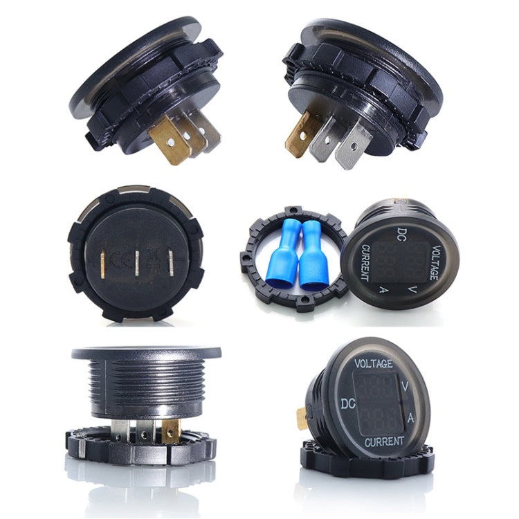 2 In 1 Modified Car Double Digital Voltage Current Table Measuring Instrument(Red Light) - Clocks & Car Meters by PMC TechLife | Online Shopping South Africa | PMC TechLife | Buy Now Pay Later Mobicred