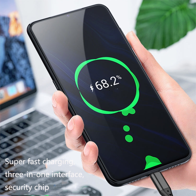 2 PCS ZZ034 USB To 8 Pin + USB-C / Type-C + Micro USB 3 In 1 Fast Charging Cable, Style: Mini-Silver - free shipping - PMC Jewellery - Order now!