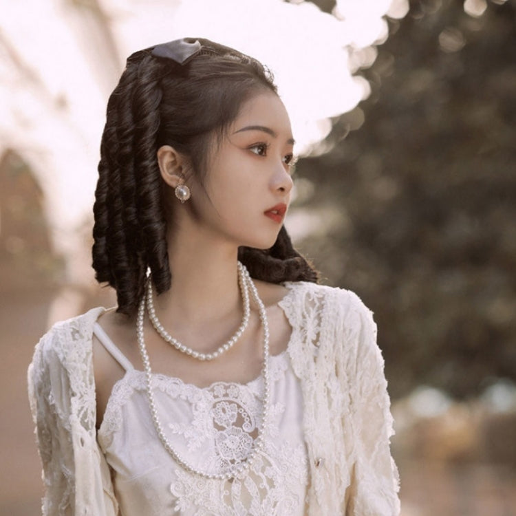 Princess Curly Ponytail Wig Costume Film And Television Retro Prom Comb Ponytail Curly Hair(Natural Black) - free shipping - PMC TechLife - Order now!