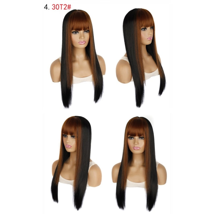 Color Bleaching And Dyeing Double Sideburns With Bangs Long Straight Hip-Hop Wig(Coffee Bleaching Black) - free shipping - PMC TechLife - Order now!