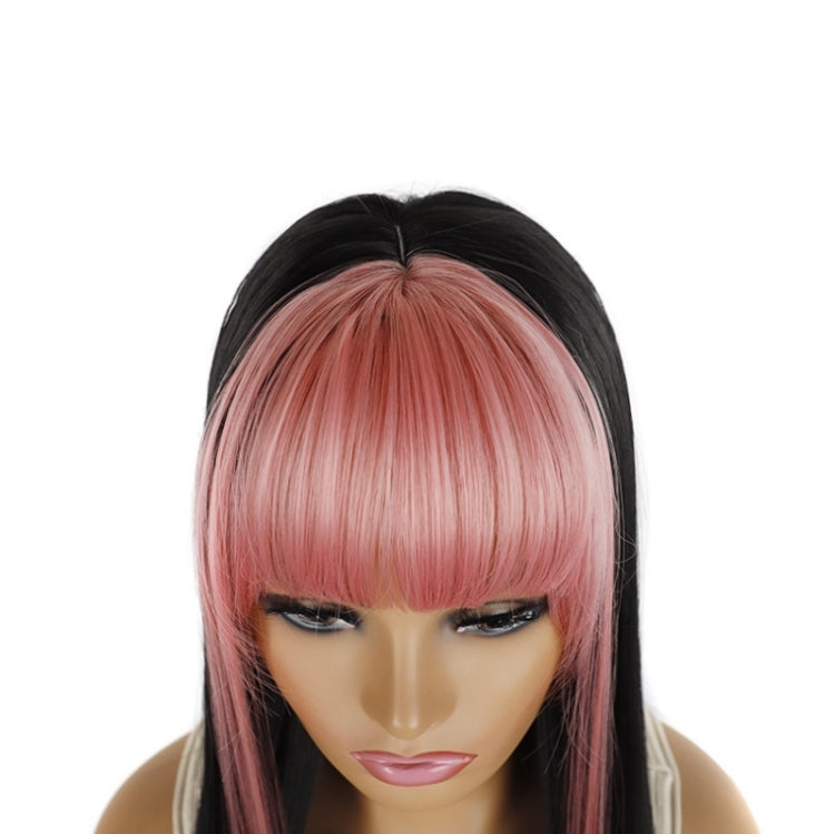 Color Bleaching And Dyeing Double Sideburns With Bangs Long Straight Hip-Hop Wig(Smoke Pink Bleaching Black) - free shipping - PMC TechLife - Order now!
