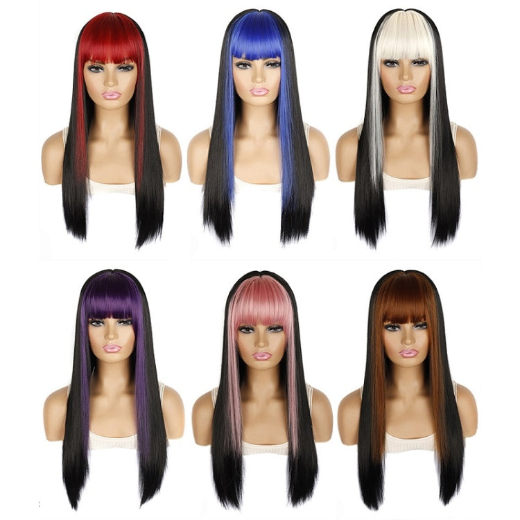 Color Bleaching And Dyeing Double Sideburns With Bangs Long Straight Hip-Hop Wig(Rice White Bleaching Black) - free shipping - PMC TechLife - Order now!