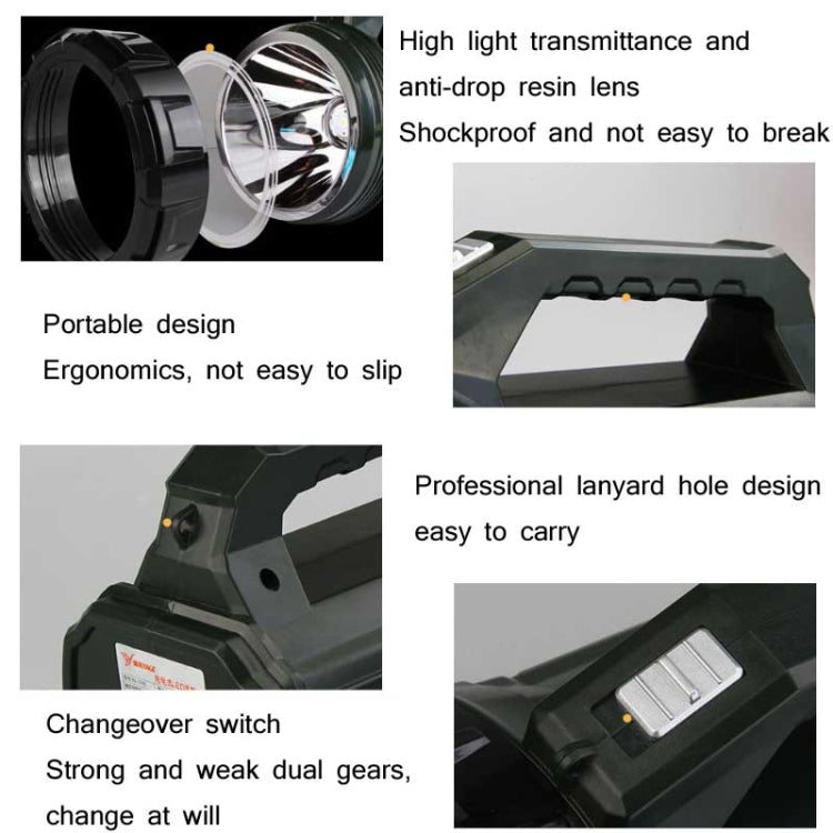 YAGE 5701 10W LED Strong Light Long-Range Searchlight Outdoor Lighting Rechargeable Flashlight, CN Plug(Ink Green) - LED Flashlight by YAGE | Online Shopping South Africa | PMc TechLife | Buy Now Pay Later Mobicred