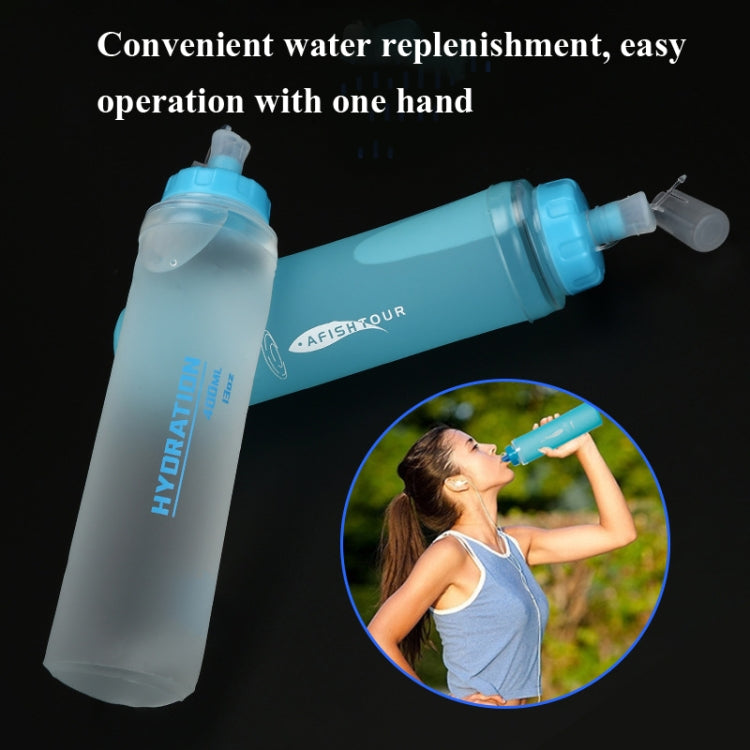 AFISHTOUR TPU Outdoor Sports Soft Water Bag Marathon Water Bottle Folding Water Bag, Capacity: 400ml (Blue) - free shipping - PMC TechLife - Order now!