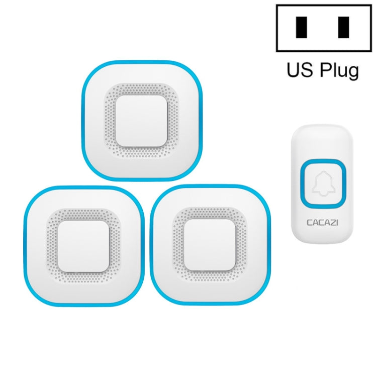 CACAZI V028F 1 For 3 Wireless Music Doorbell without Battery, Plug:US Plug(White) - free shipping - PMC TechLife - Order now!