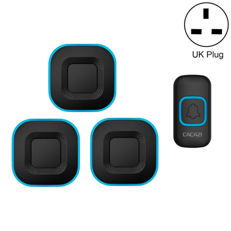 CACAZI V028F 1 For 3 Wireless Music Doorbell without Battery, Plug:UK Plug(Black) - free shipping - PMC TechLife - Order now!