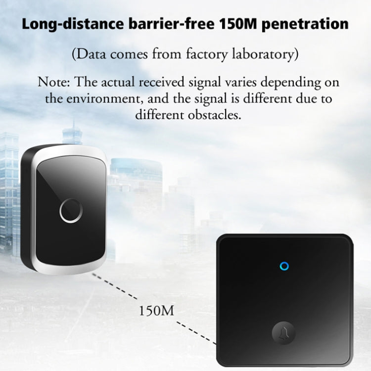 CACAZI FA50 1 For 1 Push-button Self-generating Wireless Doorbell, Plug:UK Plug(Black) - Wireless Doorbell by CACAZI | Online Shopping South Africa | PMC TechLife | Buy Now Pay Later Mobicred
