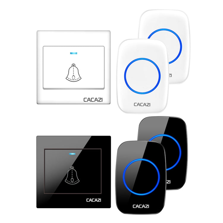 CACAZI H10 1 For 2 Home Wireless Music Doorbell without Battery, Plug:UK Plug(Black) - Wireless Doorbell by CACAZI | Online Shopping South Africa | PMC TechLife | Buy Now Pay Later Mobicred