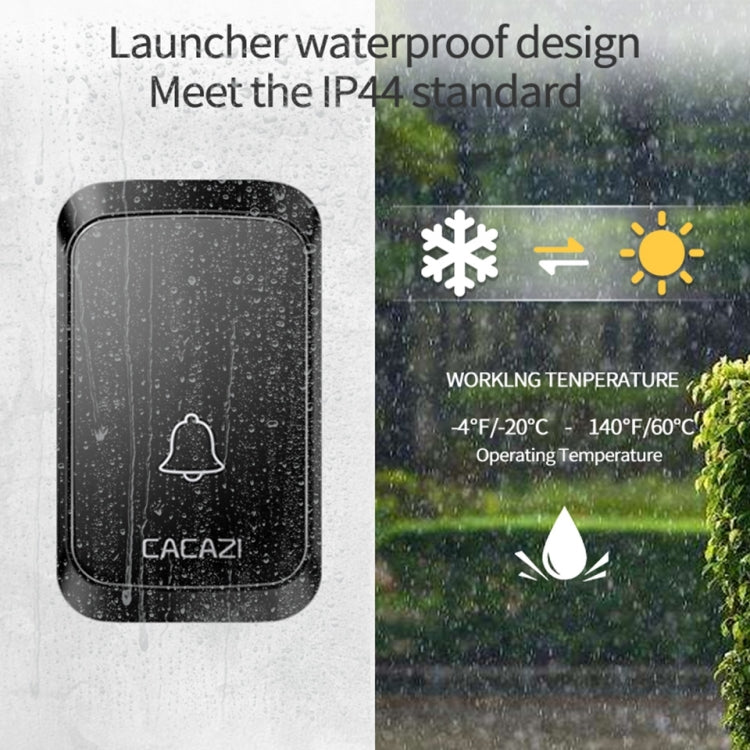 CACAZI A50 1 For 1 Wireless Music Doorbell without Battery, Plug:US Plug(Black) - Wireless Doorbell by CACAZI | Online Shopping South Africa | PMC TechLife | Buy Now Pay Later Mobicred