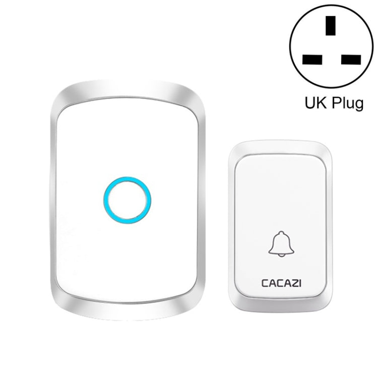 CACAZI A50 1 For 1 Wireless Music Doorbell without Battery, Plug:UK Plug(White) - Wireless Doorbell by CACAZI | Online Shopping South Africa | PMC TechLife | Buy Now Pay Later Mobicred