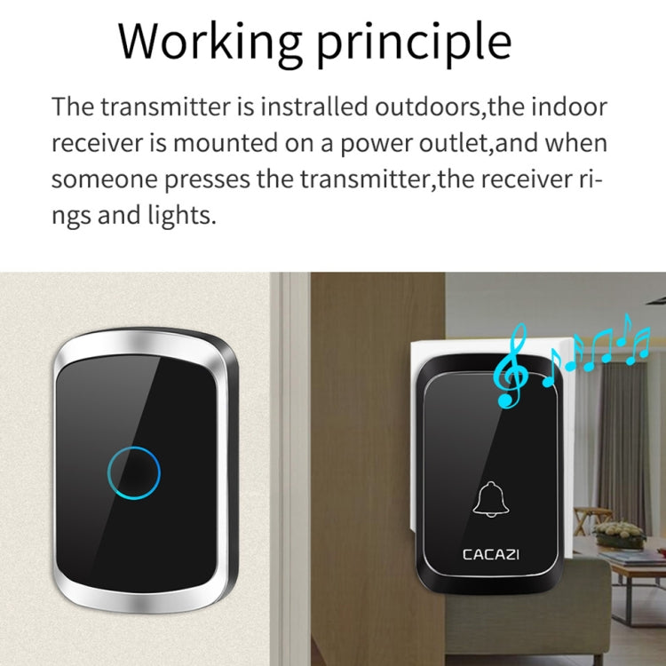 CACAZI A50 1 For 1 Wireless Music Doorbell without Battery, Plug:UK Plug(White) - Wireless Doorbell by CACAZI | Online Shopping South Africa | PMC TechLife | Buy Now Pay Later Mobicred