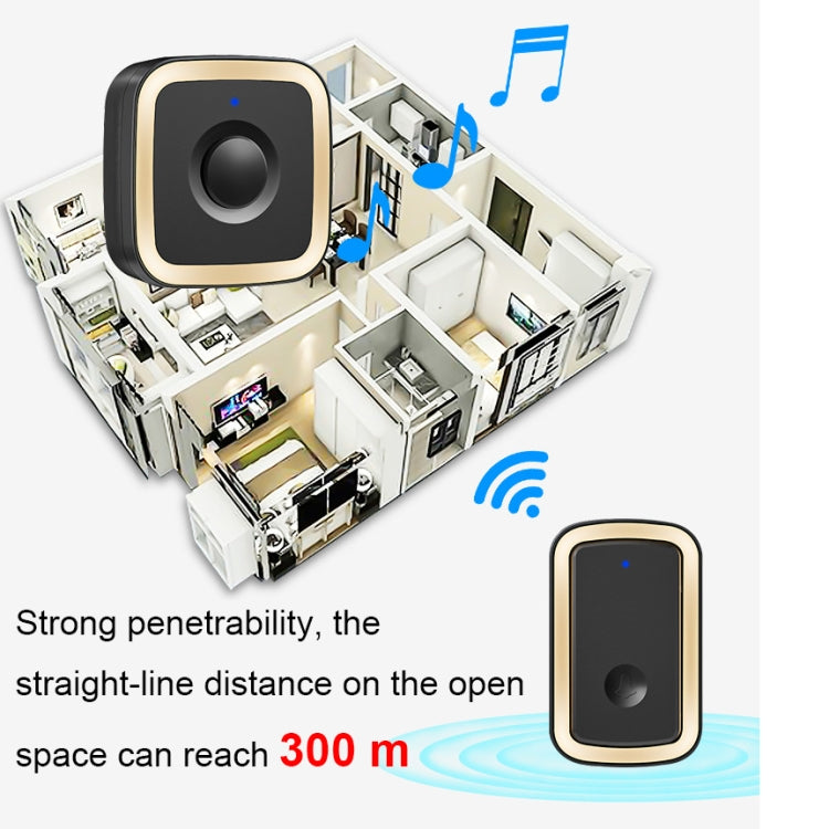CACAZI A58 1 For 1 Smart Wireless Doorbell without Battery, Plug:EU Plug(Black Gold) - Wireless Doorbell by CACAZI | Online Shopping South Africa | PMC TechLife | Buy Now Pay Later Mobicred
