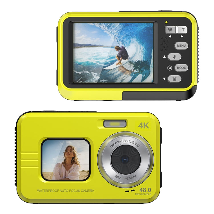 WDC901 3.5m Waterproof 48MP HD Dual Screen Outdoor Sports Digital Camera UK Plug(Yellow) - Children Cameras by PMC TechLife | Online Shopping South Africa | PMC TechLife | Buy Now Pay Later Mobicred