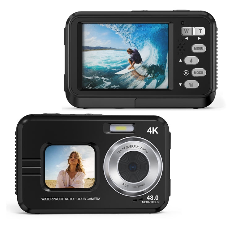 WDC901 3.5m Waterproof 48MP HD Dual Screen Outdoor Sports Digital Camera EU Plug(Black) - Children Cameras by PMC TechLife | Online Shopping South Africa | PMC TechLife | Buy Now Pay Later Mobicred