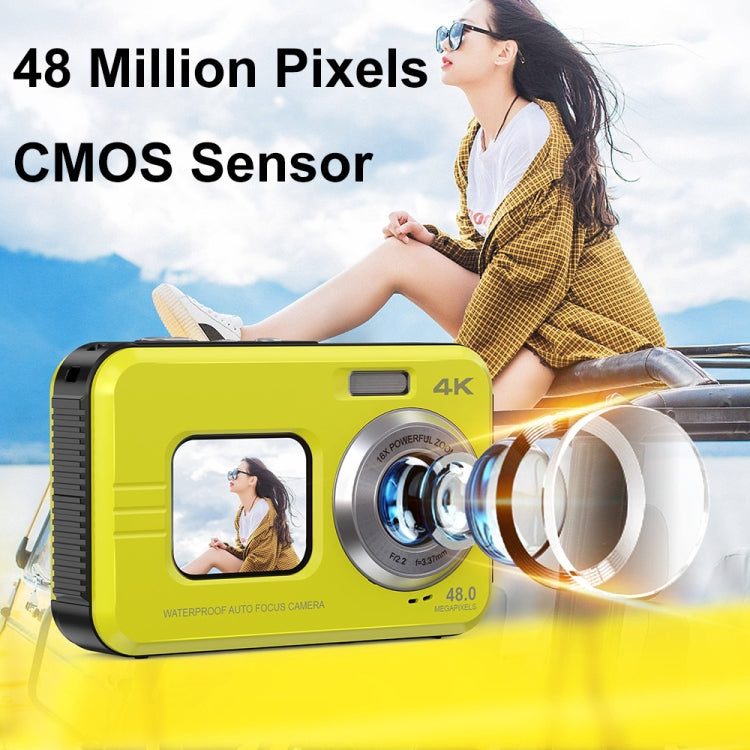 WDC901 3.5m Waterproof 48MP HD Dual Screen Outdoor Sports Digital Camera UK Plug(Yellow) - Children Cameras by PMC TechLife | Online Shopping South Africa | PMC TechLife | Buy Now Pay Later Mobicred