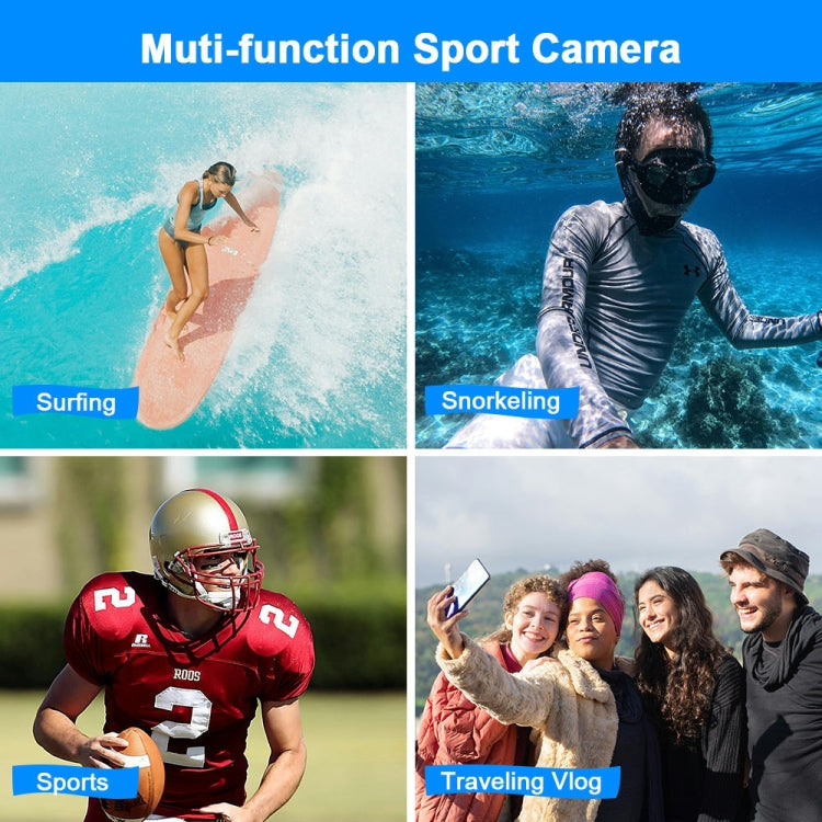WDC901 3.5m Waterproof 48MP HD Dual Screen Outdoor Sports Digital Camera EU Plug(Green) - Children Cameras by PMC TechLife | Online Shopping South Africa | PMC TechLife | Buy Now Pay Later Mobicred
