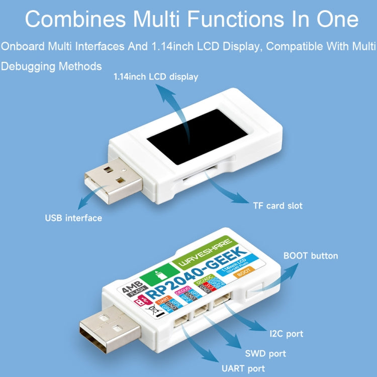 Waveshare 25394 RP2040-GEEK Development Board, Based On RP2040 Microcontroller, With 1.14inch 65K Color LCD - Modules Expansions Accessories by Waveshare | Online Shopping South Africa | PMC TechLife | Buy Now Pay Later Mobicred
