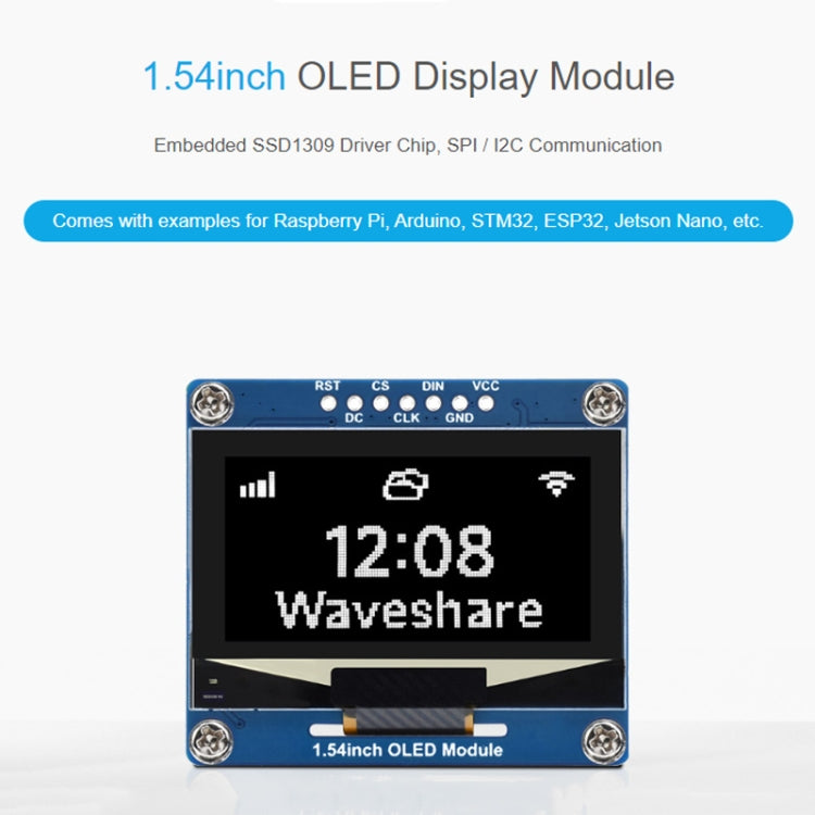 Waveshare 1.54 Inch OLED Display Module, 128��64 Resolution, SPI / I2C Communication(White) - free shipping - PMC TechLife - Order now!