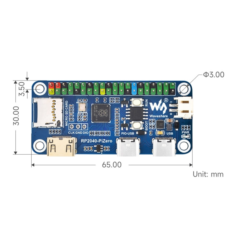 Waveshare 25506 RP2040-PiZero Development Board, Based On Raspberry Pi RP2040, 264KB SRAM And 16MB - free shipping - PMC TechLife - Order now!