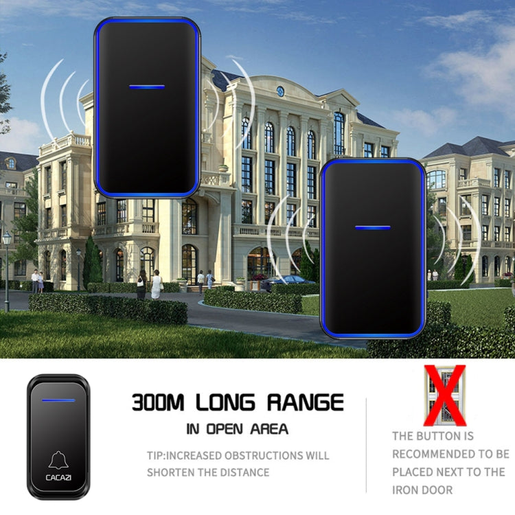 CACAZI Home Smart Digital Wireless Doorbell Remote Electronic Doorbell Elderly Pager, Style: US Plug(Black) - Wireless Doorbell by CACAZI | Online Shopping South Africa | PMC TechLife | Buy Now Pay Later Mobicred