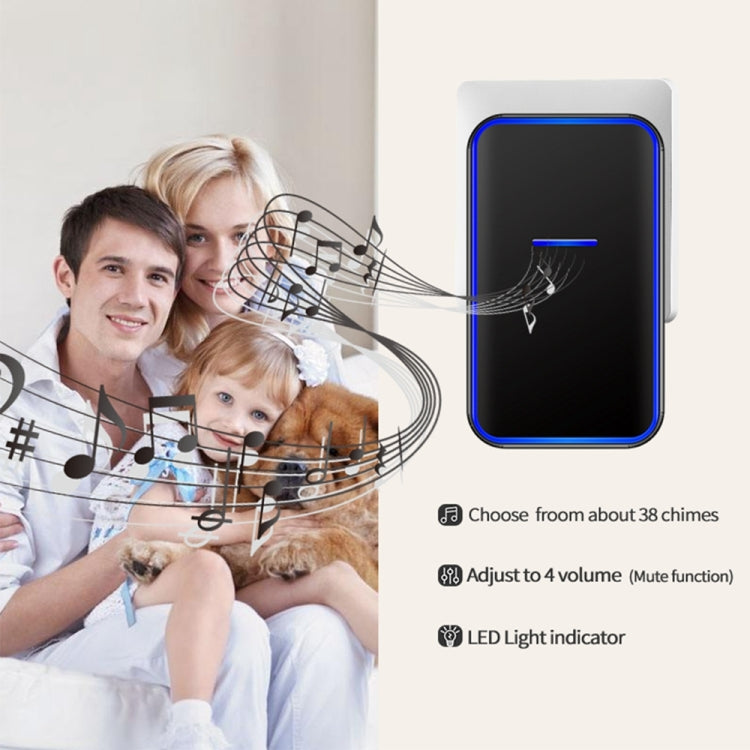 CACAZI Home Smart Digital Wireless Doorbell Remote Electronic Doorbell Elderly Pager, Style: US Plug(Black) - Wireless Doorbell by CACAZI | Online Shopping South Africa | PMC TechLife | Buy Now Pay Later Mobicred