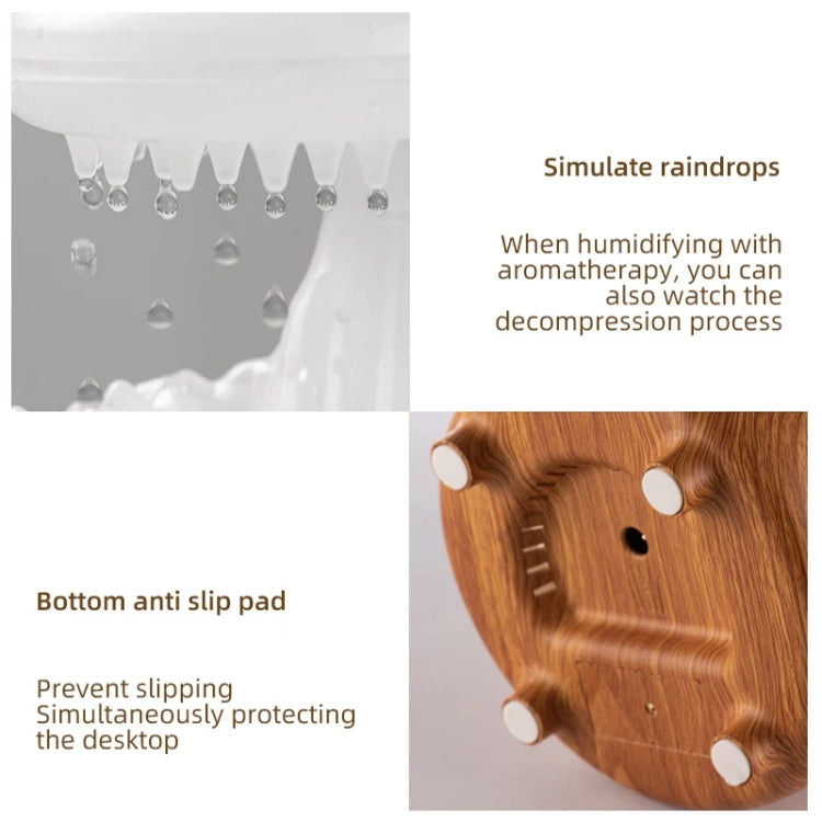 V50 Desktop Colorful Night Light Humidifier Wood Grain Water Drop Aroma Diffuser, Spec: AU Plug(White) - free shipping - PMC TechLife - Order now!