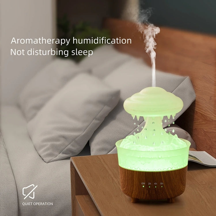 V50 Desktop Colorful Night Light Humidifier Wood Grain Water Drop Aroma Diffuser, Spec: AU Plug(White) - free shipping - PMC TechLife - Order now!