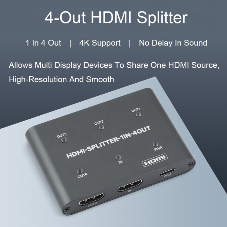 Waveshare 23738 4K HDMI Splitter, 1 In 4 Out, Share One HDMI Source - free shipping - PMC Jewellery - Order now!