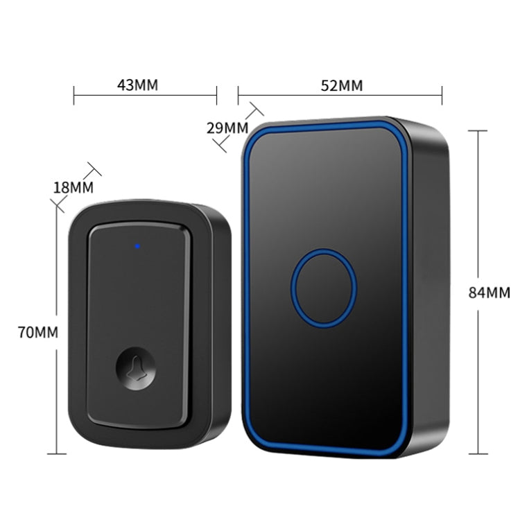 CACAZI  A19 1 For 3  Wireless Music Doorbell without Battery, US Plug(Black) - Wireless Doorbell by CACAZI | Online Shopping South Africa | PMC TechLife | Buy Now Pay Later Mobicred